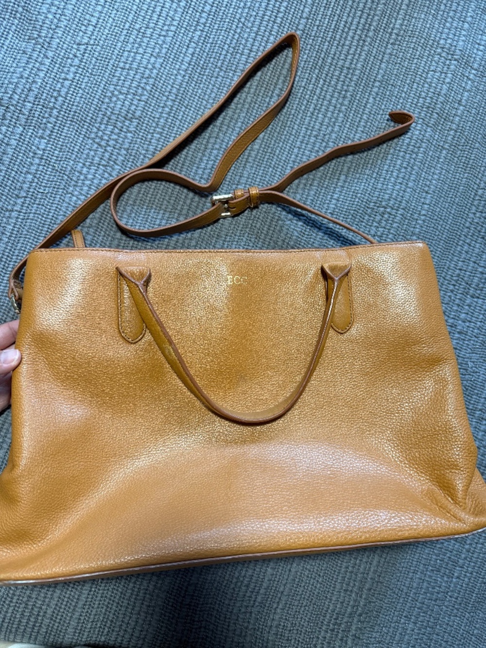 Mark & Graham Caroline Leather Tote Caramel ECC Monogram